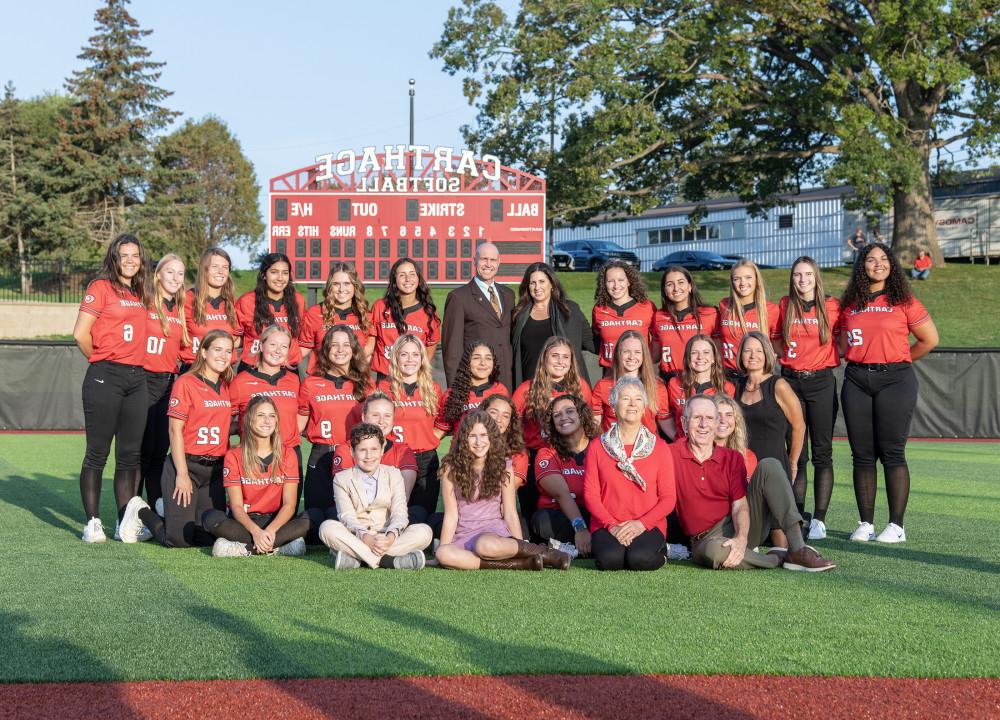 At the dedication for Wiers Family Stadium and Barbara Madrigrano Field, members of the Carthage ...